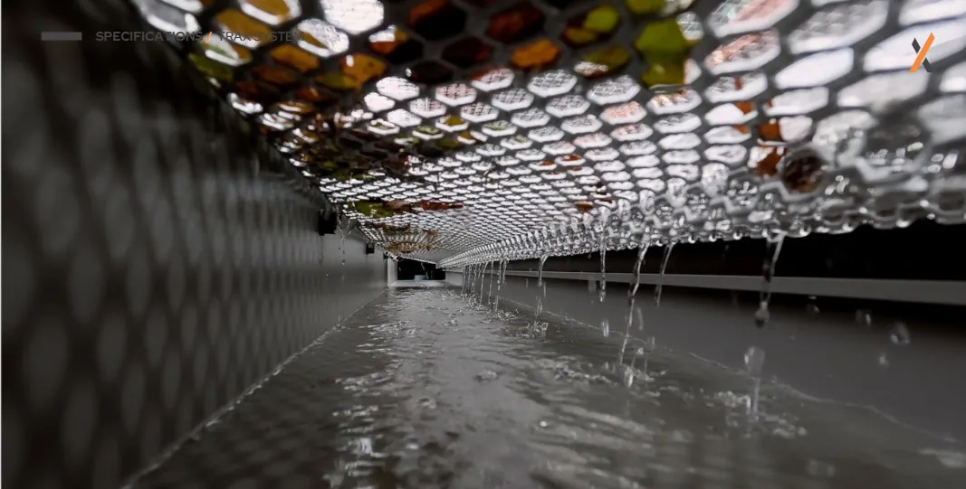 X Guard micromesh gutter protection inside the pergola frame